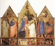 Matteo Di Pacino St.Bernard's Vistonof the Virgin with SS.Benedict,john the Evange-list.Quintinus,and Galgno,The Blessed Redeemer and the Annunciation Stories of the S oil painting picture wholesale